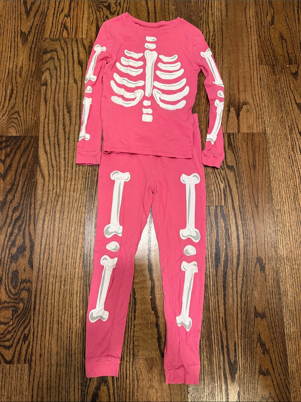 Komar Kids Pink Skeleton Pajama Set with Glow In The Dark Bone Print
